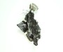 Thumbnail IMG_1854.jpg: Item #MTR2 Price $136.00. Wonderful meteorite pendant! Pendant bail can handle up to about a 7 mm chain. Size 60 mm long by 30mm wide at the widest point of the meteorite. Set in sterling silver.  